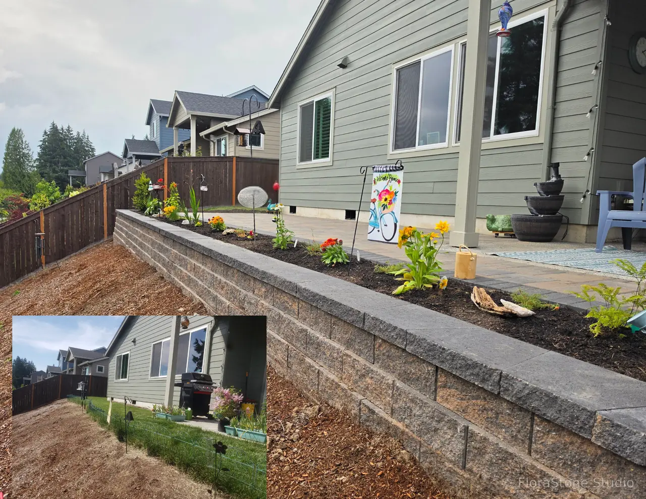 Paver Patio, Plantings and a Retaining Wall