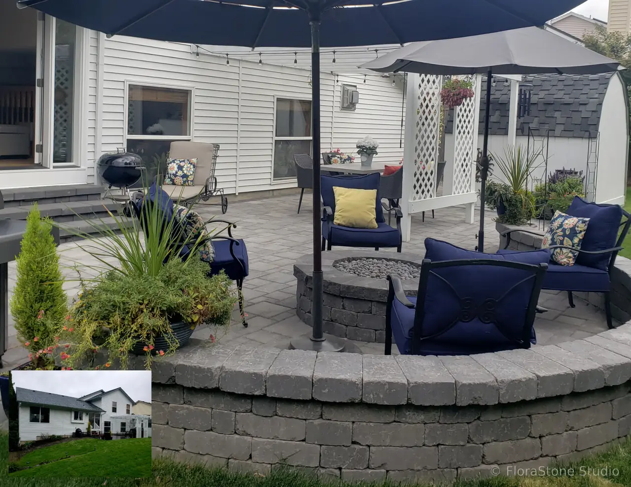 Gas Firepit and Sitting Wall in Vancouver