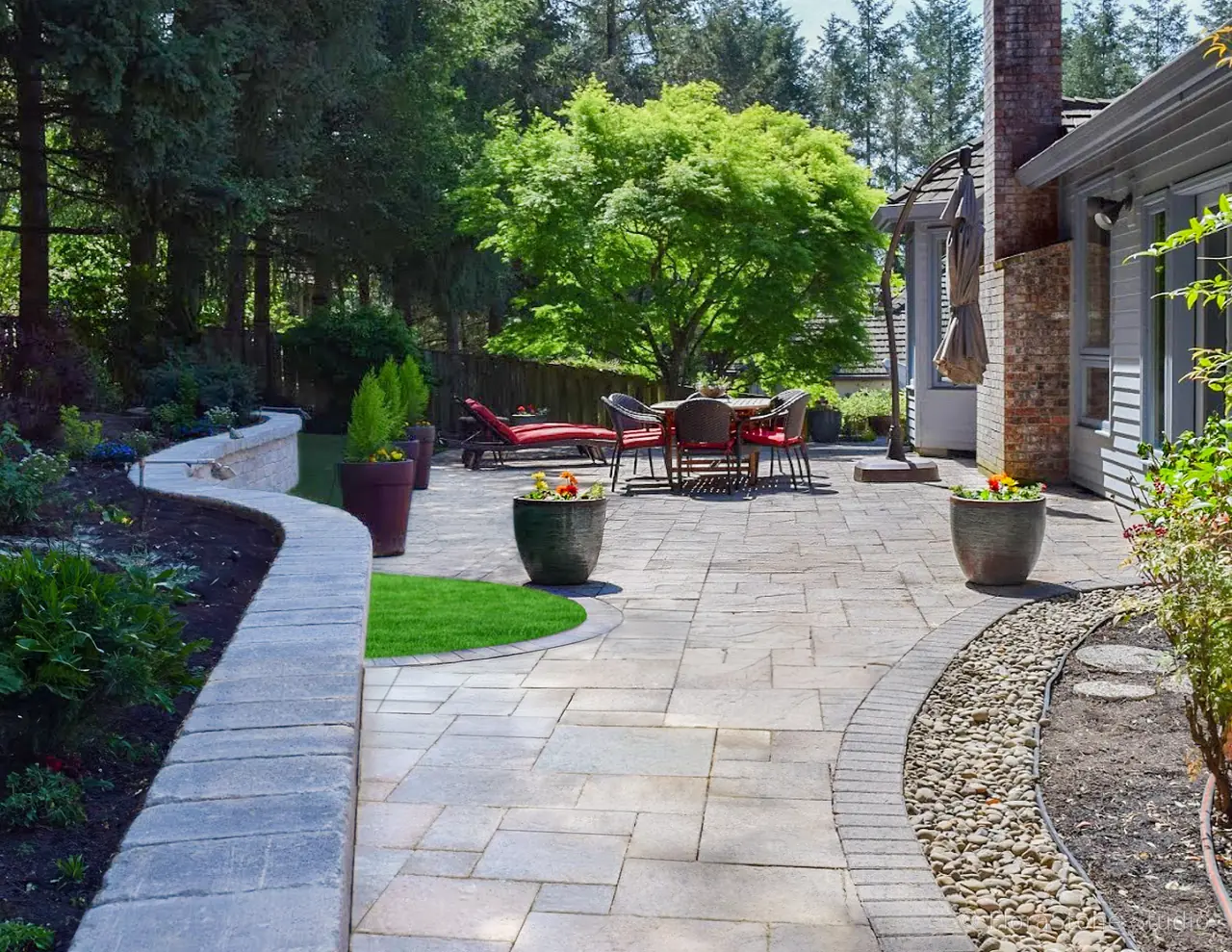 Lake Oswego Backyard Patio will Retaining Wall